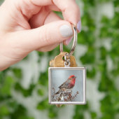 House Finch in Snow - Originele foto Sleutelhanger (Hand)