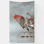 House Finch in Snow - Originele foto Spandoek (Verticaal)