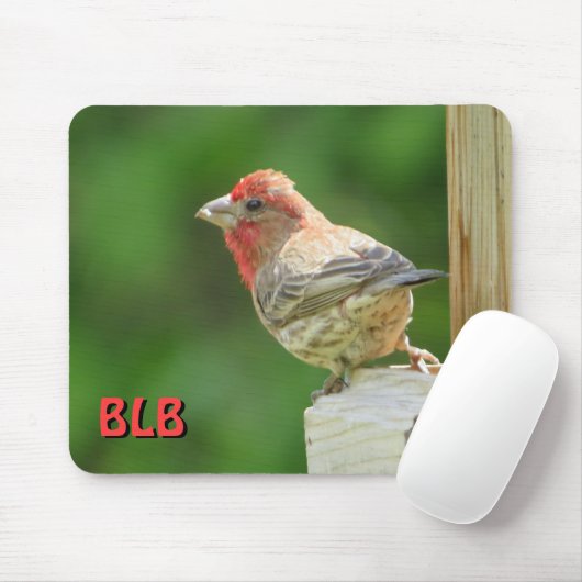 House Finch met uw initialen Muismat (Met muis)