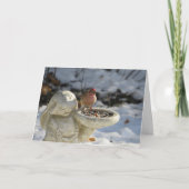 House Finch on Rabbit Bird Feeder Kaart (Voorkant)