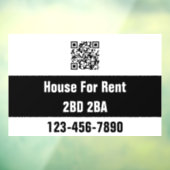House For Rent Black White Number Bed Bath QR Code Raamsticker (Vel 3)