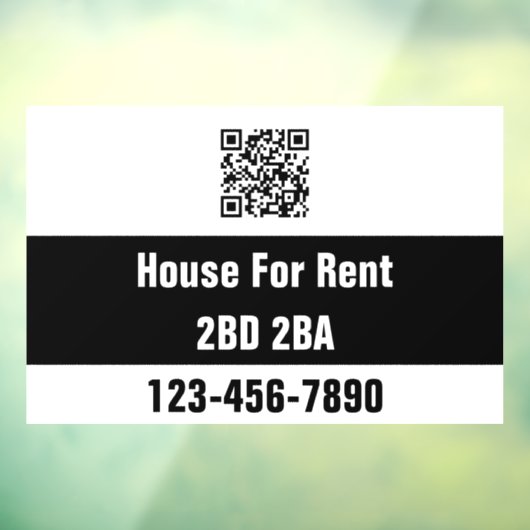 House For Rent Black White Number Bed Bath QR Code Raamsticker (Vel 3)