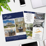 House For Sale Real Estate Listing Navy Blue Photo Flyer<br><div class="desc">Showcase your listing on this chic two sided real estate flyer with a navy blue accent. Send out these classy flyers to potential homebuying clients in your realty area. Customize with your real estate company name and contact details on the back. Draw new customers in by showing these Just Listed...</div>