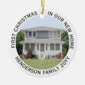 House Foto's First Xmas New Home Name & Year White Keramisch Ornament (Voorkant)