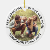 House Foto's First Xmas New Home Name & Year White Keramisch Ornament (Achterkant)