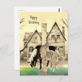 House Gold Asian Horses Green Yellow Tan | Briefkaart (Voorkant / Achterkant)