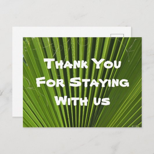 House Guest Bedankt Green Palm Leaf Appreciation Briefkaart (Voorkant / Achterkant)