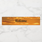 House Guest Bright Oranje Sunset Foto Welkom Waterfles Etiket (Enkel label)