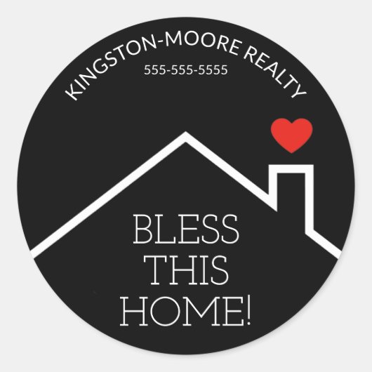 House Heart Custom Realtor Business Ronde Sticker (Voorkant)