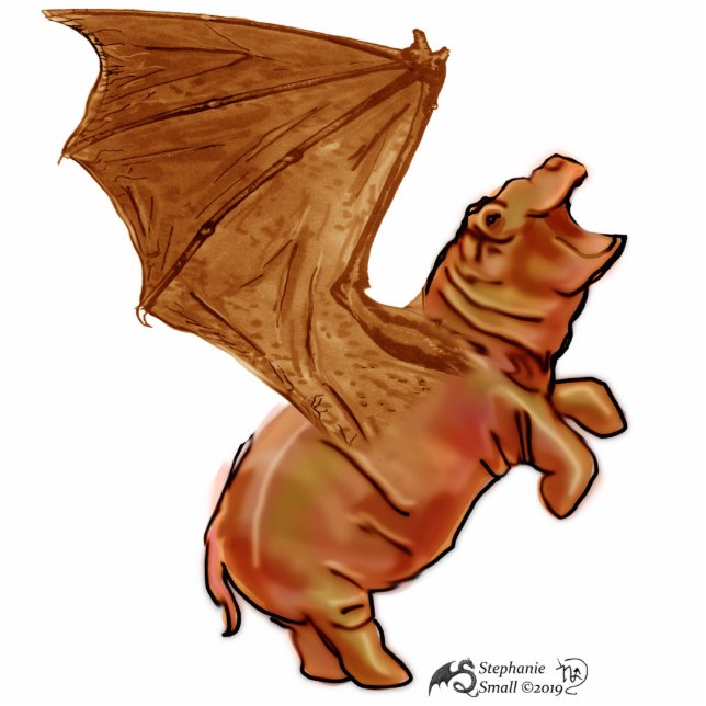 House Hippo Hippopotamus Bat Dragon Monster Beast Staand Fotobeeldje (Voorkant)