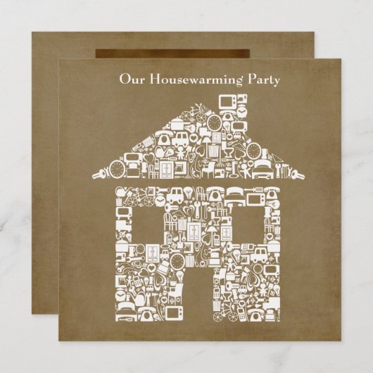 House Home Housewarming Fotoparty Uitnodiging (Voorkant / Achterkant)