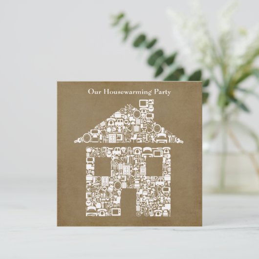 House Home Housewarming Fotoparty Uitnodiging (Staand voorkant)
