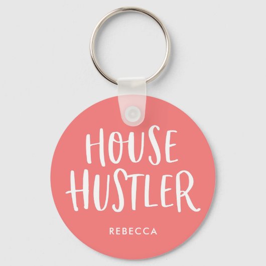 House Hustler Real Estate Coral Personalized Agent Sleutelhanger (Voorkant)