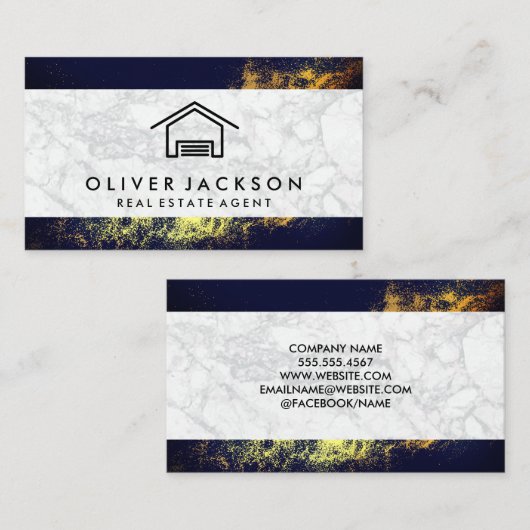 House Icon | Marmer | Goudstof Visitekaartje (Voorkant / Achterkant)