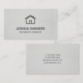 House Icon | Wit leder Visitekaartje (Voorkant / Achterkant)