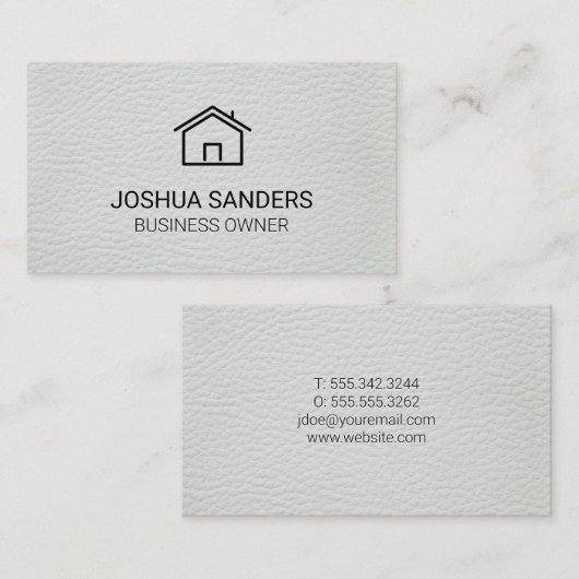 House Icon | Wit leder Visitekaartje (Voorkant / Achterkant)