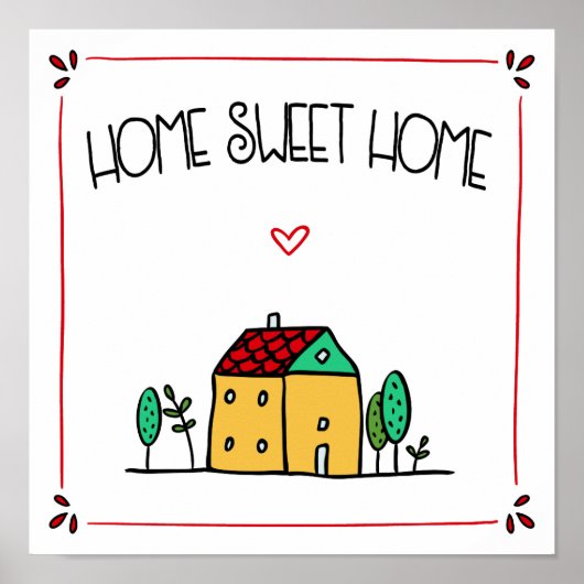 House Illustration Home Sweet Home Poster (Voorkant)