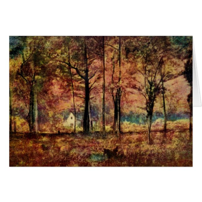 House in Autumn Meadow Note Kaart (Voorkant Horizontaal)