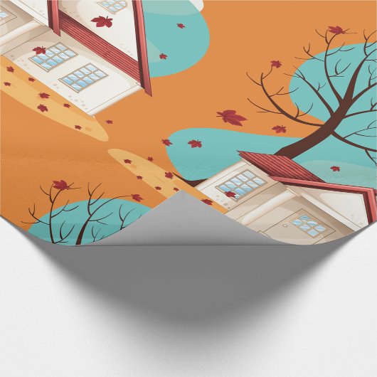 House in Autumn Wrapping Paper Cadeaupapier