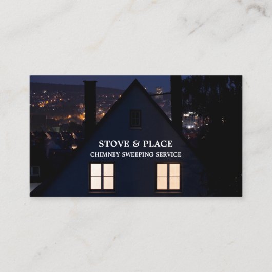 House in Night Portrait, Chimney Sweep Visitekaartje (Voorkant)