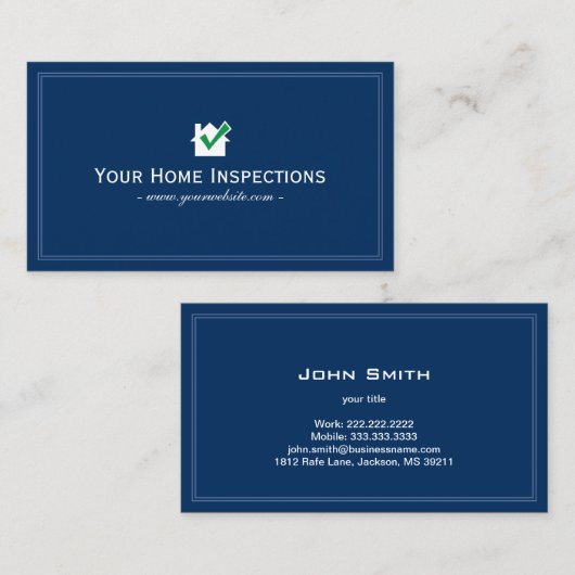 House Inspection Plain Navy Blue Visitekaartje (Voorkant / Achterkant)