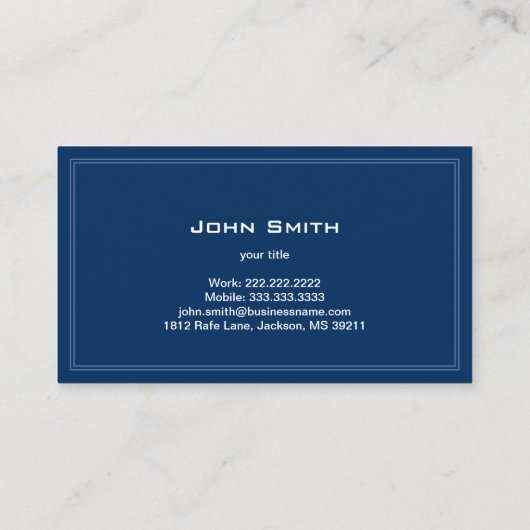 House Inspection Plain Navy Blue Visitekaartje (Achterkant)