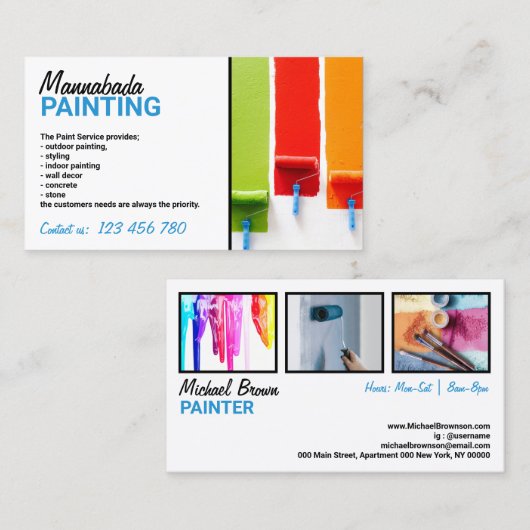 House Interior Wall Painting Service Visitekaartje (Voorkant / Achterkant)