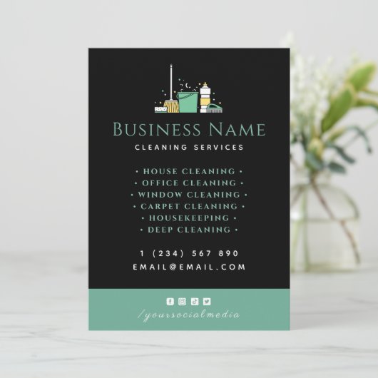 House Keeping Cleaning Services Maid Visitekaartje Kaart (Staand voorkant)