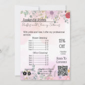 House Keeping Maid Prijs Floral QR Code Kaart (Voorkant)