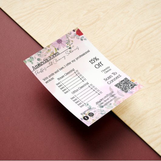 House Keeping Maid Prijs Floral QR Code Kaart