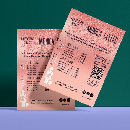 House Keeping Maid Prijs Roos Gold Blush QR Code Flyer