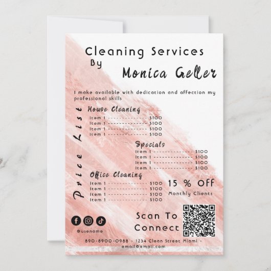 House Keeping Maid Prijs Roos Gold Blush QR Code Kaart (Voorkant)