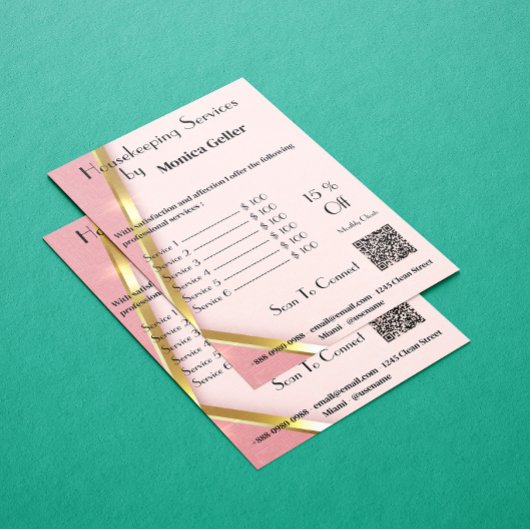 House Keeping Maid Prijs Roos Gold Blush QR Code Kaart