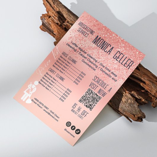 House Keeping Maid Prijs Roos Gold Blush QR Code Kaart