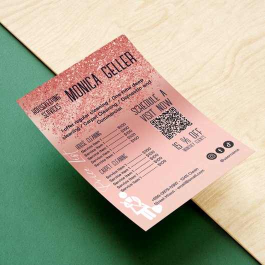 House Keeping Maid Prijs Roos Gold Blush QR Code Kaart