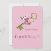 House Key Sweet Floral Waterverf Gefeliciteerd Kaart (Voorkant)