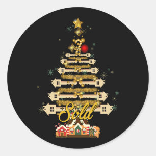 House Key Verkocht Verkocht Kerstboom Kerstmis voo Ronde Sticker