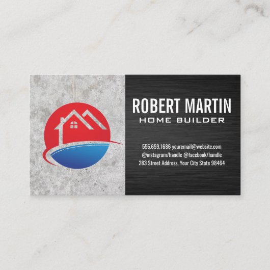 House Logo | Beton | Zwarte textuur Afsprakenkaartje (Voorkant)