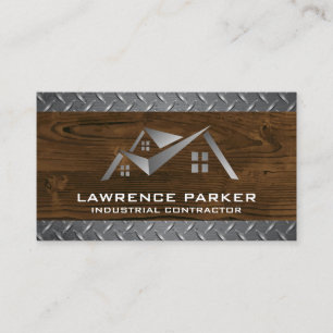House Logo Bouw Hout Staal Visitekaartje