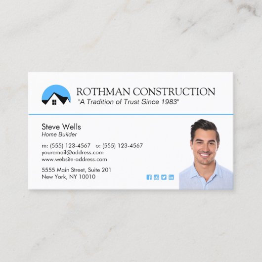 House Logo Construction Add Photo Visitekaartje (Voorkant)