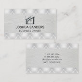 House Logo | Gepolisterd wit leder Visitekaartje (Voorkant / Achterkant)