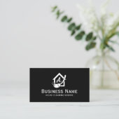 House Logo Home Cleaning Maid Service Plain Black Visitekaartje (Staand voorkant)