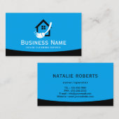 House Logo Home Cleaning Maid Service Plain Blue Visitekaartje (Voorkant / Achterkant)