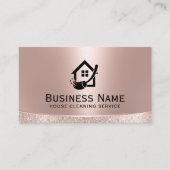 House Logo Home Cleaning Maid Service Roos Gold Visitekaartje (Voorkant)