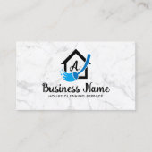 House Logo Home Cleaning Service Trendy Marble Visitekaartje (Voorkant)