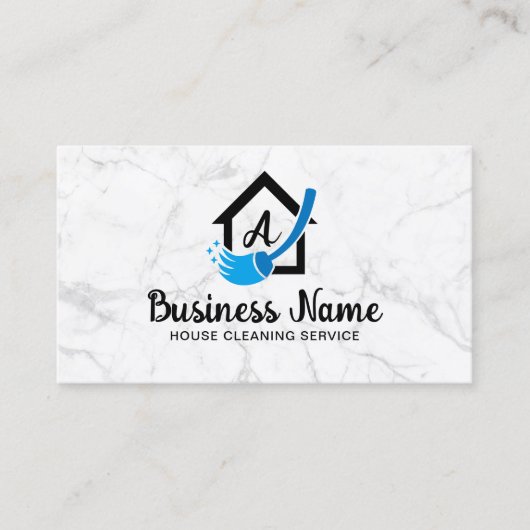 House Logo Home Cleaning Service Trendy Marble Visitekaartje (Voorkant)