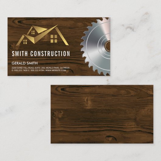 House Logo | Hout en zaag Visitekaartje (Voorkant / Achterkant)
