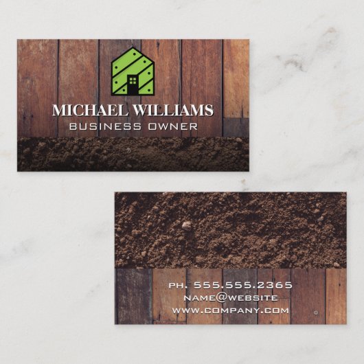 House Logo | Houten borden en vuil Visitekaartje (Voorkant / Achterkant)