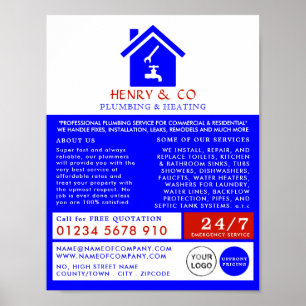 House Logo, Plumber, Plumbing Adverteren Poster