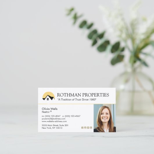 House Logo Real Estate Agent Add Photo Business B Visitekaartje (Staand voorkant)